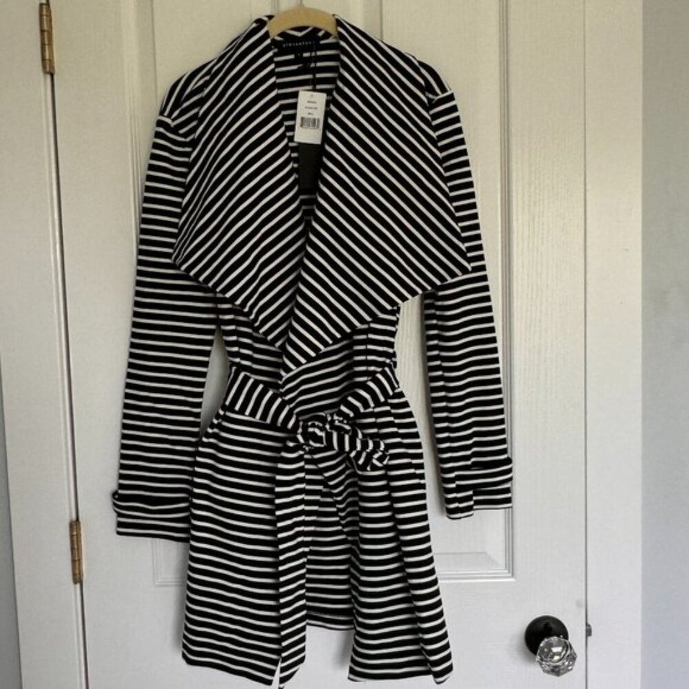 Gibsonlook Striped Ponte Knit Blazer Jacket | Black & White NWT Size S